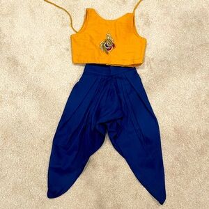 Toddler Dhoti Style Indian Outfit with a Crop Top and Dhoti Pants